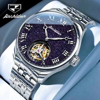 Мужские часы JSDUN Tourbillon, роскошные мужские автоматические механические наручные часы Звездного неба, водонепроницаемые часы из нержавеющей стали