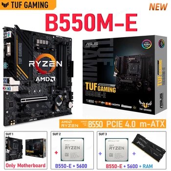 Материнская плата ASUS TUF GAMING B550M-E AMD B550 Socket AM4 для процессора Ryzen 5 5600 с Kingtson DDR4 3200 МГц 16 ГБ Mmeory M2 New B550M