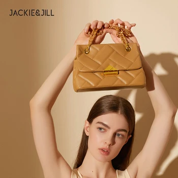 Jackie & Jill Черная сумка через плечо из натуральной кожи с ромбовидной сеткой и цепочкой под мышками, Женская сумка из воловьей кожи Верхнего слоя