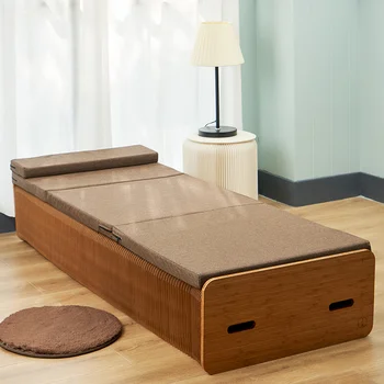 Раскладная кровать из крафт-бумаги 3 в 1, мебель для спальни, Раскладная гостевая односпальная кровать, Раскладная кровать с толстым матрасом из пены с эффектом памяти