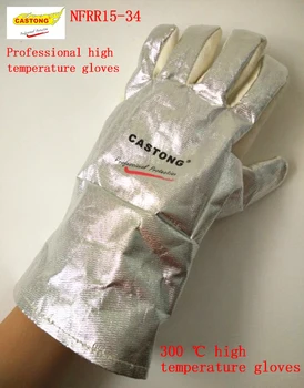 Высокотемпературные перчатки CASTONG 300 градусов из пара-арамидного материала + алюминиевая фольга, высокотемпературные противопожарные перчатки
