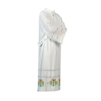 Литургическая Римская ряса для духовенства Католической церкви ALB, платье с вышивкой, Одежда для священнослужителей, Пастор, священник, Белая