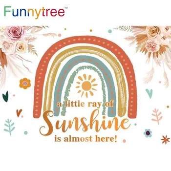 Веселое дерево, Солнечный Радужный фон в стиле бохо, Баннер для душа ребенка, День рождения, Вечеринка с цветами, фон для фотосессии девочек