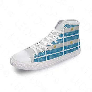 Парусиновая обувь с высоким берцем под флаг Аргентины, сделанная своими руками, Роскошная мужская и женская Повседневная обувь, Модные женские кроссовки на плоской подошве, Спортивные Zapatillas