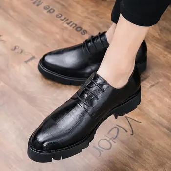 Новинка 2023 года; Мужская качественная кожаная обувь на шнуровке в британском деловом стиле из мягкой кожи; мужские модельные туфли с перфорацией типа 