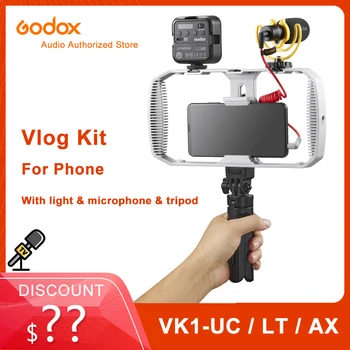 Комплект видеоблогеров Godox VK1-LT VK1-UC VK1-AX с корпусом VK1, штативом-клеткой, светодиодной подсветкой для мобильного телефона, смартфона, Прямой трансляции видео