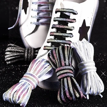 1 Пара Светоотражающих шнурков Для обуви С лазерными блестками, Шнурки Для Детей и Взрослых, Светоотражающие Защитные Шнурки для Темной ночи, Шнурки Для Кроссовок, Обувь
