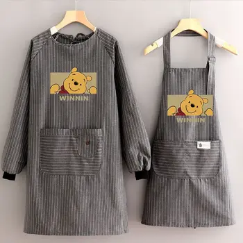 Модный Хлопковый фартук для приготовления пищи на кухне Общественного питания с длинным рукавом, маслостойкая износостойкая Рабочая одежда уборщика