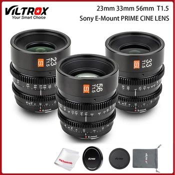 Viltrox 23/33/56 мм T1.5 Кинообъектив E-mount с Большой Диафрагмой и ручной фокусировкой Компактный Объектив APS-C Объектив для Sony E Mount Camera Lens