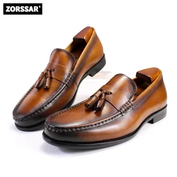 Мужские Лоферы, Элитный бренд, современная кожаная обувь в деловом стиле с кисточками в уличном стиле, мужские модельные туфли, повседневные мокасины, обувь для вечеринок