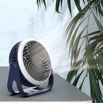 Домашний настенный настольный вентилятор воздушного охлаждения, Ветрогенератор с 3 передачами, аккумулятор 1200 мАч, USB-перезаряжаемый беспроводной электрический вентилятор со светодиодной лампой