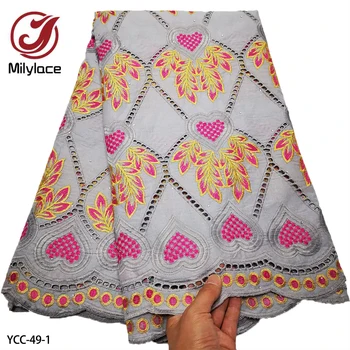 Африканская кружевная ткань с камнями, Швейцарское хлопчатобумажное кружево из Швейцарии, Высококачественная Вуаль для свадебной вечеринки YCC-49
