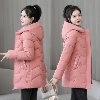 2023 Новая осенне-зимняя одежда с хлопчатобумажной подкладкой, женская куртка с Длинным пухом и хлопковым наполнителем, женское пальто 668