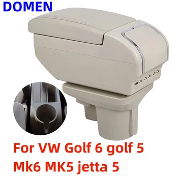 Для VW Golf 6 golf 5 Mk6 MK5 jetta 5 Коробка для Подлокотника Центральный Магазин Содержимого С Выдвижным Отверстием для Чашки Большое Пространство Двухслойный USB