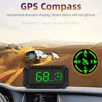 1x HUD + 1x USB-кабель для передачи данных + 1x Автомобильный GPS-дисплей на присоске, Наружный Внедорожный HD-указатель скорости, Зеркальная поверхность G7