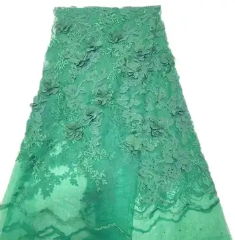 Новый дизайн, 3D кружево/3D вышитая французская тюлевая сетка с кружевной тканью Daimond в африканском нигерийском стиле для вечерних платьев.Свадебная вечеринка