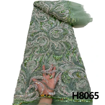 HFX2023 Высококачественная изысканная африканская кружевная ткань с пайетками, расшитая вручную, французская кружевная ткань с вышивкой, нигерийская свадебная