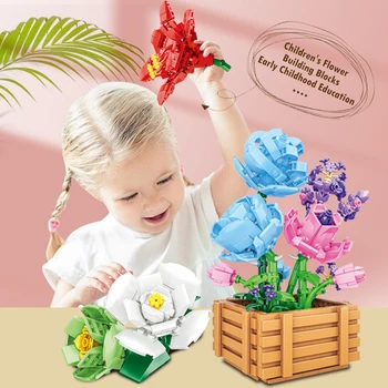 Строительные блоки DIY Имитация цветов 500 + шт Кирпичи Модель Игрушки для детей, Декор для дома, спальни, подарки на День Рождения