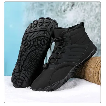 Мужские ботинки босиком для пары 2023 года, водонепроницаемые зимние ботинки, обувь для прогулок на открытом воздухе, Теплая меховая обувь для отдыха на щиколотках, нескользящая, Большой размер 47