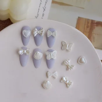50 Шт. Дизайн ногтей из белой смолы, подвески в стиле барокко, простой стиль, бабочка-бабочка, стразы для ногтей, маникюр, сделай сам, драгоценные камни