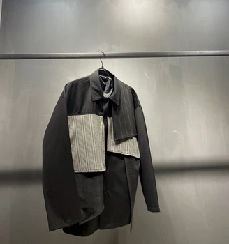 SuperAen Индивидуальный Дизайн Куртки Оригинальный Дизайн Хай Стрит Черный Лоскутный Блейзер С Длинным Рукавом Пальто