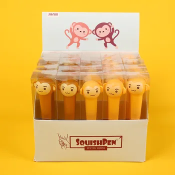 20ШТ Декомпрессионная ручка-роллер для моделирования головы обезьяны, студенческая ручка для письма, мягкая ручка-роллер оптом