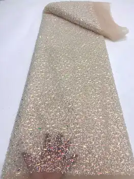 Роскошные африканские бусины, кружевная ткань для жениха 2023, Высококачественный материал, Нигерийская кружевная ткань с французскими блестками для свадьбы