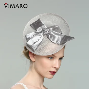 Женские Чародейки VIMARO Grey Sinamay, элегантные головные повязки, шляпы-чародейки для женщин, свадебные и церковные шляпы-дерби для женщин