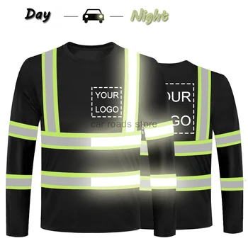 Man hivis отражает безопасность бега, отражает рубашку, 1 шт. защитную зеленую рубашку с длинным рукавом для мотоцикла