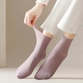 Простые корейские носки для девочек любого покроя, однотонные летние Носки средней длины, Чулочно-носочные изделия, Носки с ворсом, Женские носки