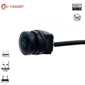 Панорамная Камера Видеонаблюдения 1080P HD Fisheye CCTV Mini USB Широкоугольная Наружная Android C-type USB Портативная Камера 360 °