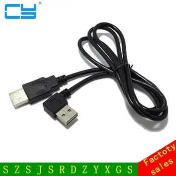 Бесплатная Доставка, высококачественный кабель для передачи данных USB 2.0 от мужчины к мужчине, 100 см, реверсивный Дизайн, левый и правый угол 90 градусов