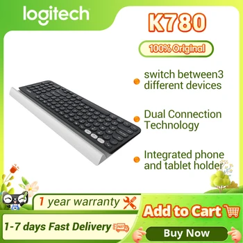 Беспроводная клавиатура Logitech K780 с несколькими устройствами, кросс-Компьютерное управление, двухрежимная клавиатура Bluetooth для компьютера, телефона, планшета