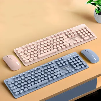 Перезаряжаемая Bluetooth-клавиатура и мышь для портативного компьютера, игровой комплект, беспроводная клавиатура и мышь 2,4 G USB для девочек, комбинированная