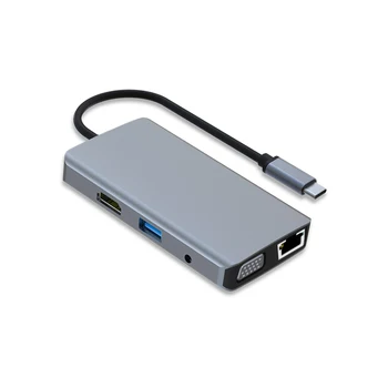 USB C КОНЦЕНТРАТОР Type C Разветвитель На HDMI-Совместимую док-станцию 4K для ноутбука, адаптер для ноутбука С портом VGA PD SD TF 3,5 мм RJ45 Для Macbook Pro