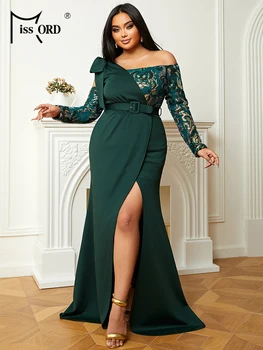 Missord Плюс Размер Без Бретелек с Цветным блоком Изумрудно-Зеленое платье Вечернее платье Платья для официальных мероприятий