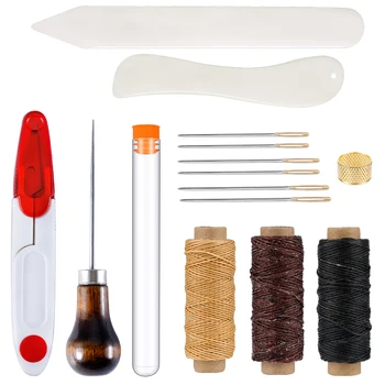 LMDZ Прочный Базовый набор инструментов для рукоделия из кожи для начинающих, Набор инструментов для ручного шитья, прошивки, штамповки, резки, Аксессуары для кожи 