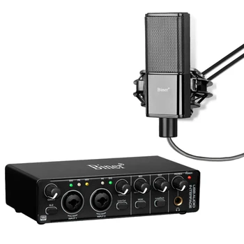 Biner Профессиональный аудиоинтерфейс для записи USB со звуковой картой, наборы микрофонов для студийной звуковой карты