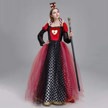 Женский костюм королевы красного сердца на Хэллоуин, карнавал, фильм 