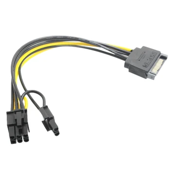 15-контактный разъем SATA к 8-контактному (6 + 2) кабелю питания PCI-E Кабель SATA 15-контактный к 8-контактному кабелю 18AWG Провод для графической карты (1 шт.)