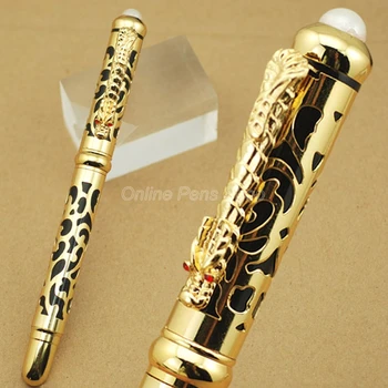 Jinhao Classic Black & Golden Metal Dragon Clip Роликовая Шариковая ручка Профессиональная Ручка для письма JRP009