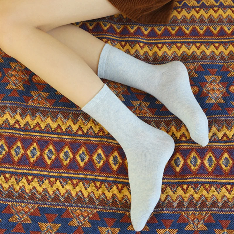 5 пар носков ярких цветов Высокого качества, Милые однотонные удобные Хлопчатобумажные носки средней длины, Женские, для девочек, Модные, осень-зима, повседневные . ' - ' . 4