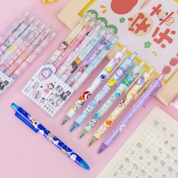 6 шт./кор. мультяшный автоматический карандаш, кавайные ручки для письма, рисования, механический карандаш, милые корейские канцелярские школьные принадлежности