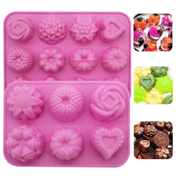 Цветочная Силиконовая форма для выпечки с розами и пентаграммой насекомых в виде сердца для Шоколадных конфет, желе, кубиков льда, кексов