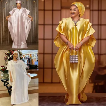 Нигерийское Платье-кафтан Африканские Платья для женщин 2023 Традиционные Дашики Марокканские Свободные Абайя Мусульманский Халат Бубу Женская Одежда