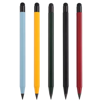 Популярный металлический вечный карандаш без чернил, 6 шт./компл., с пластиковой защитной крышкой, для письма, рисования, школьные канцелярские принадлежности