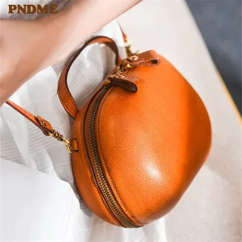 PNDME оригинальная дизайнерская женская маленькая сумочка из натуральной кожи, роскошная женская милая сумка через плечо из натуральной воловьей кожи
