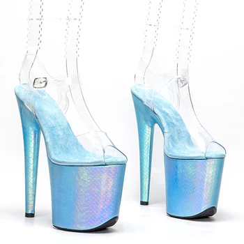 Leecabe/босоножки из ПВХ с верхом 20 см/8 дюймов, женские модные вечерние туфли на платформе и высоком каблуке для танцев на шесте