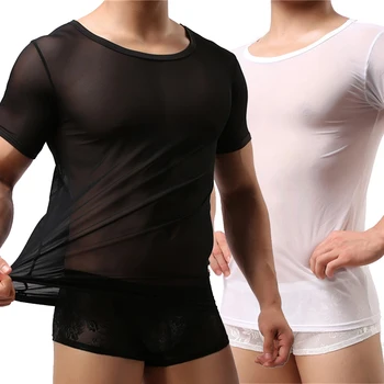Сексуальные мужские майки, прозрачная футболка с коротким рукавом, Спортивное повседневное нижнее белье для фитнеса, дышащие прозрачные топы, Футболки, Новинка