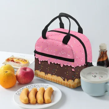 Сумка для Бенто с рисунком торта, мультяшная сумка для Бенто, термоизолированная сумка для детей, школьные закуски, контейнер для ланча, сумка-тоут